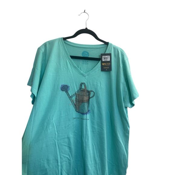 NWT Life is Good Womens XXL Hello Sunshine Watering Can Vneck Tshirt Top #5821 - Picture 3 of 12
